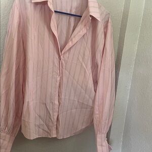 Pink Striped Button-Up Shirt